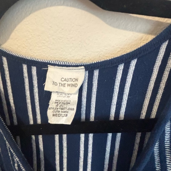 Caution To The Wind Blue and White Striped Blouse - Picture 2 of 8